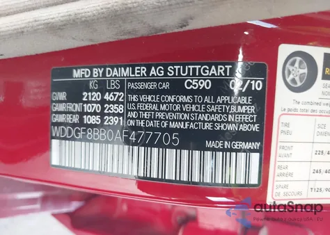 2010 Mercedes-Benz C 300 Luxury 4Matic/Sport 4Matic из США, поврежденный, VIN WDDGF8BB0AF477705